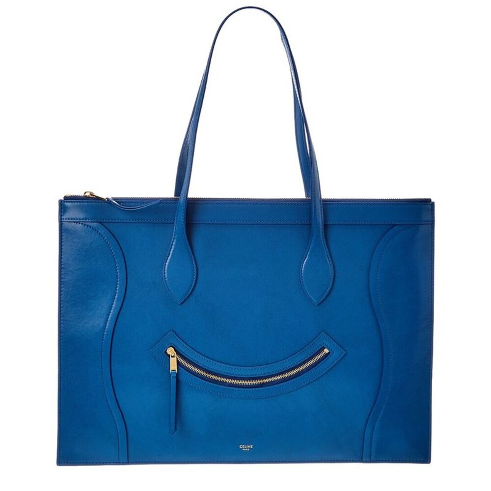Celine Leather Tote, Blue